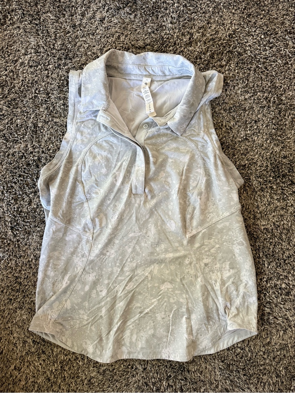 lululemon athletica Light Gray Sleeveless Polo Tank with Subtle Print